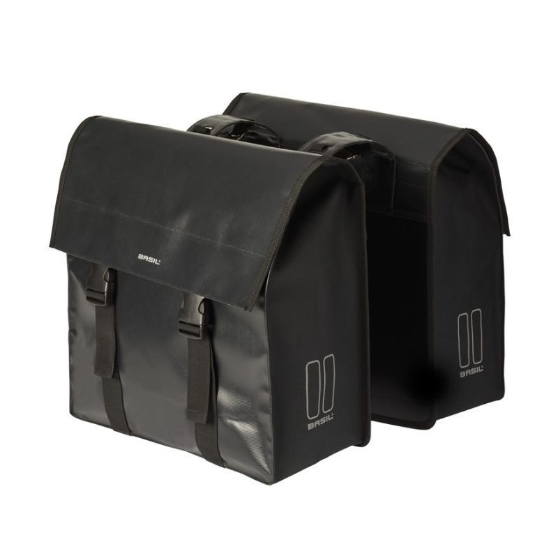 SACOCHES BASIL URBAN LOAD IMPERMÉABLE MOTIF RÉFLÉCHISSANT NOIR 53 L(41x18x46) FERMETURE CLICK