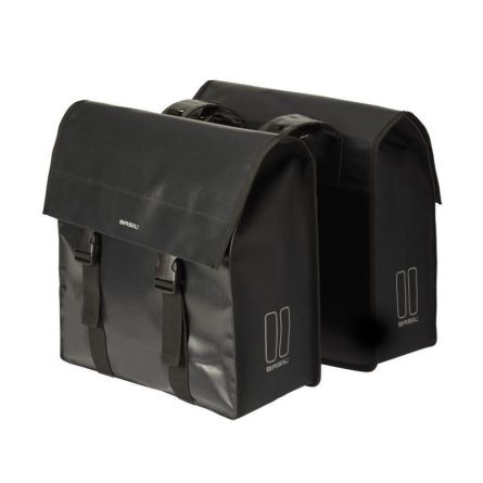 SACOCHES BASIL URBAN LOAD IMPERMÉABLE MOTIF RÉFLÉCHISSANT NOIR 53 L(41x18x46) FERMETURE CLICK