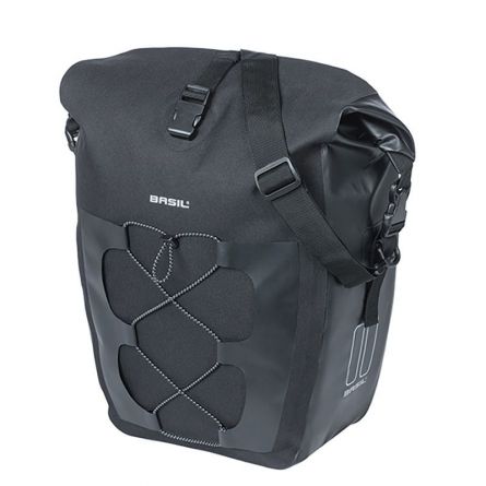 SACOCHE BASIL NAVIGATOR L CROCHETS MIK 25-31L TOILE/POLYESTER IMPERMÉABLE NOIR (26.5x14.5x42 cm)